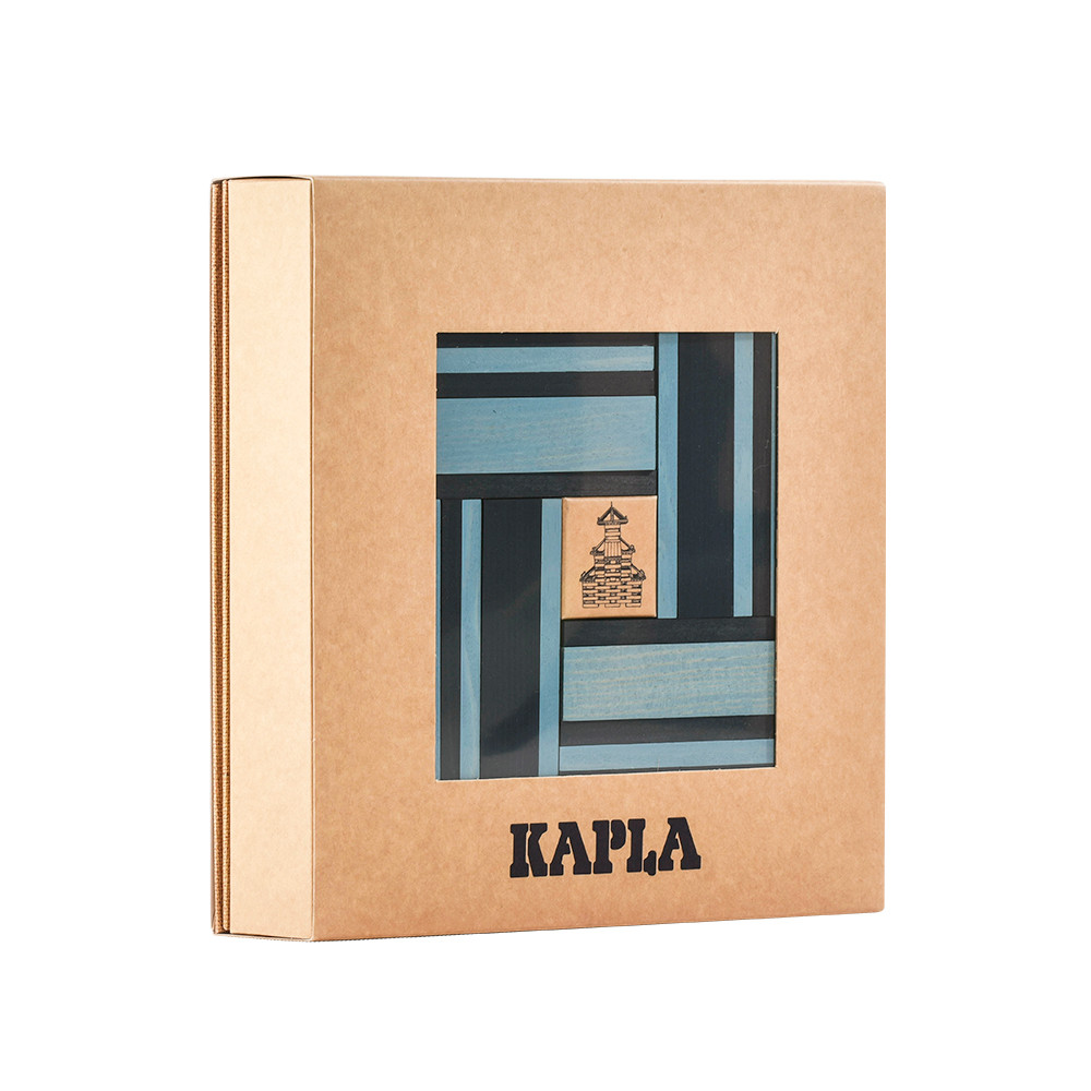 KAPLA 40 - Boek en kleuren plankjes - Donkerblauw / Lichtblauw
