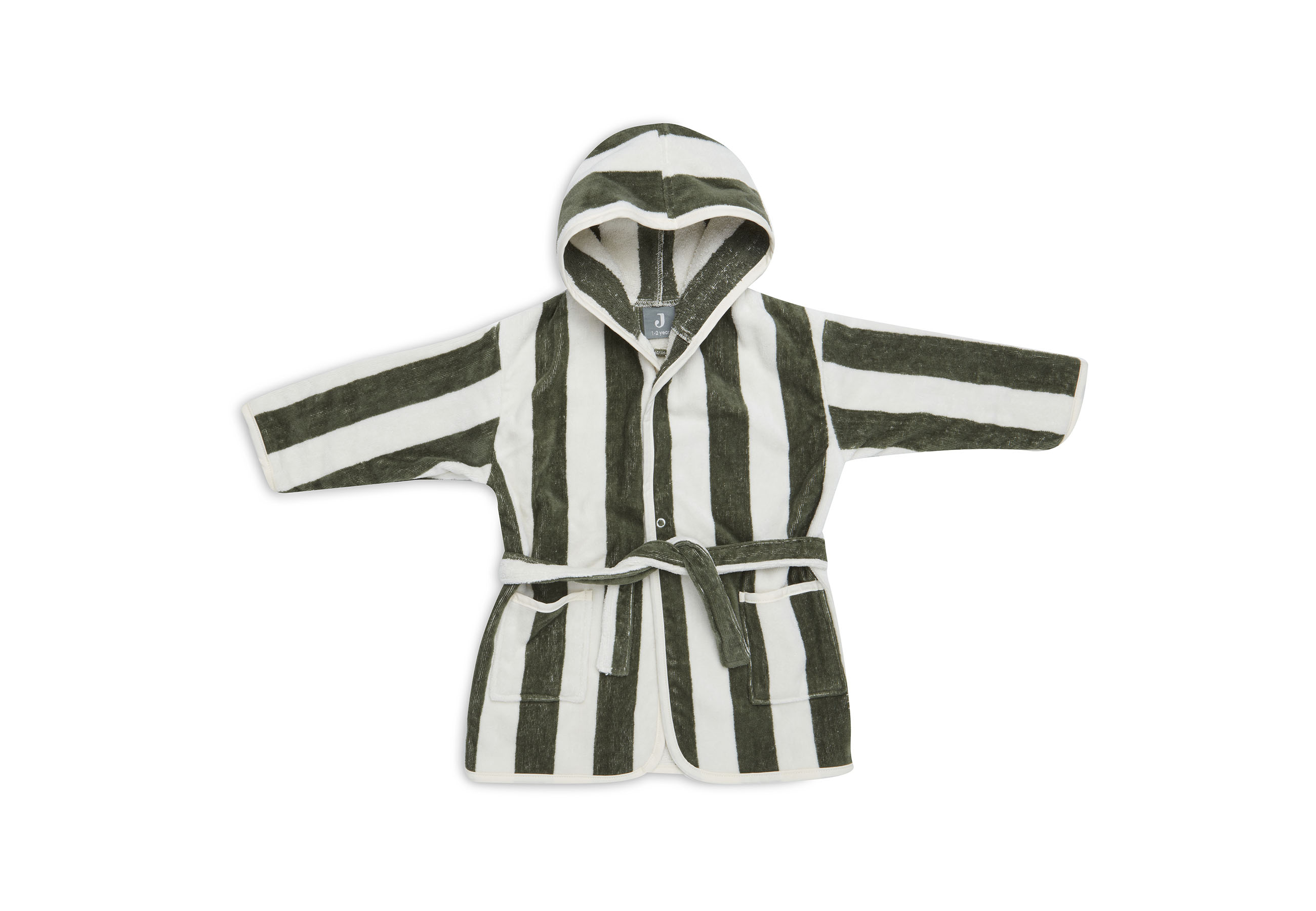 Badjas 3-4 jaar Stripe Terry - Leaf green - GOTS Badjas 3-4 jaar Stripe Terry - Leaf green - GOTS