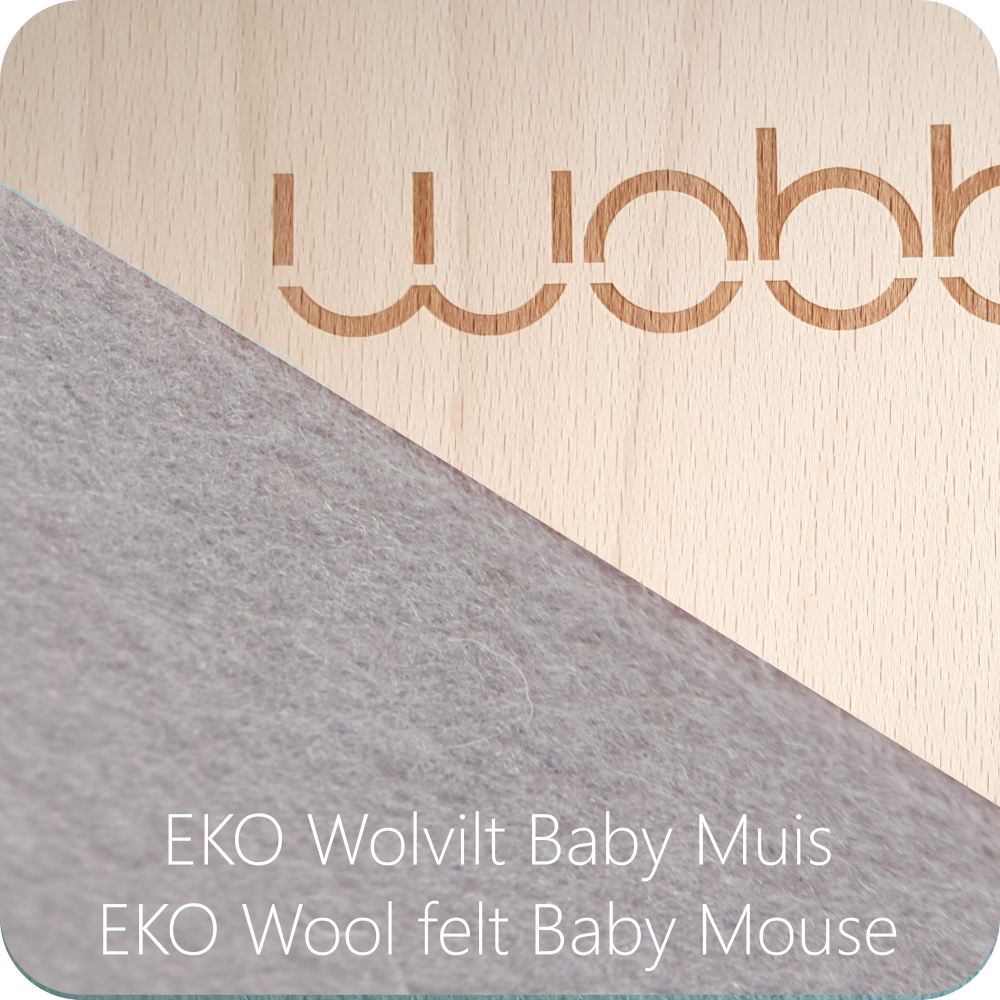 Wobbel Original blank gelakt - met vilt - baby muis