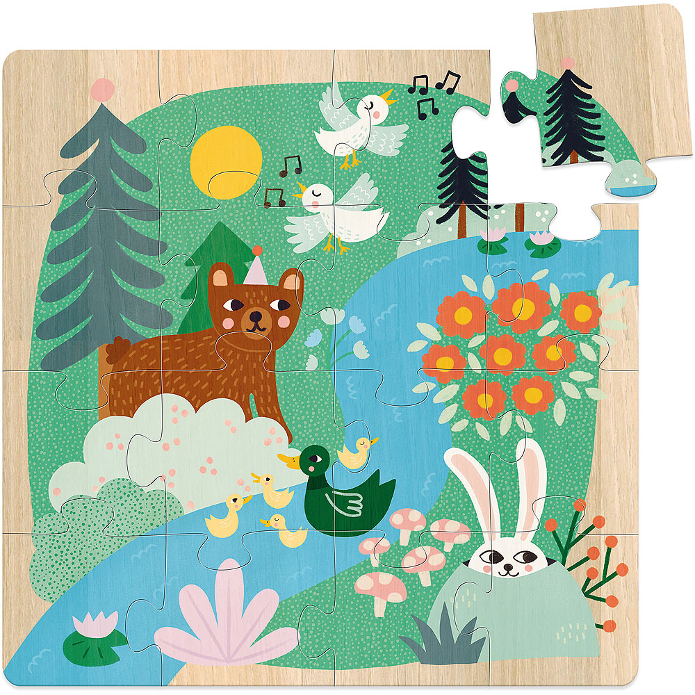 Houten puzzel dieren (3x16st) - Land - Zee - Lucht