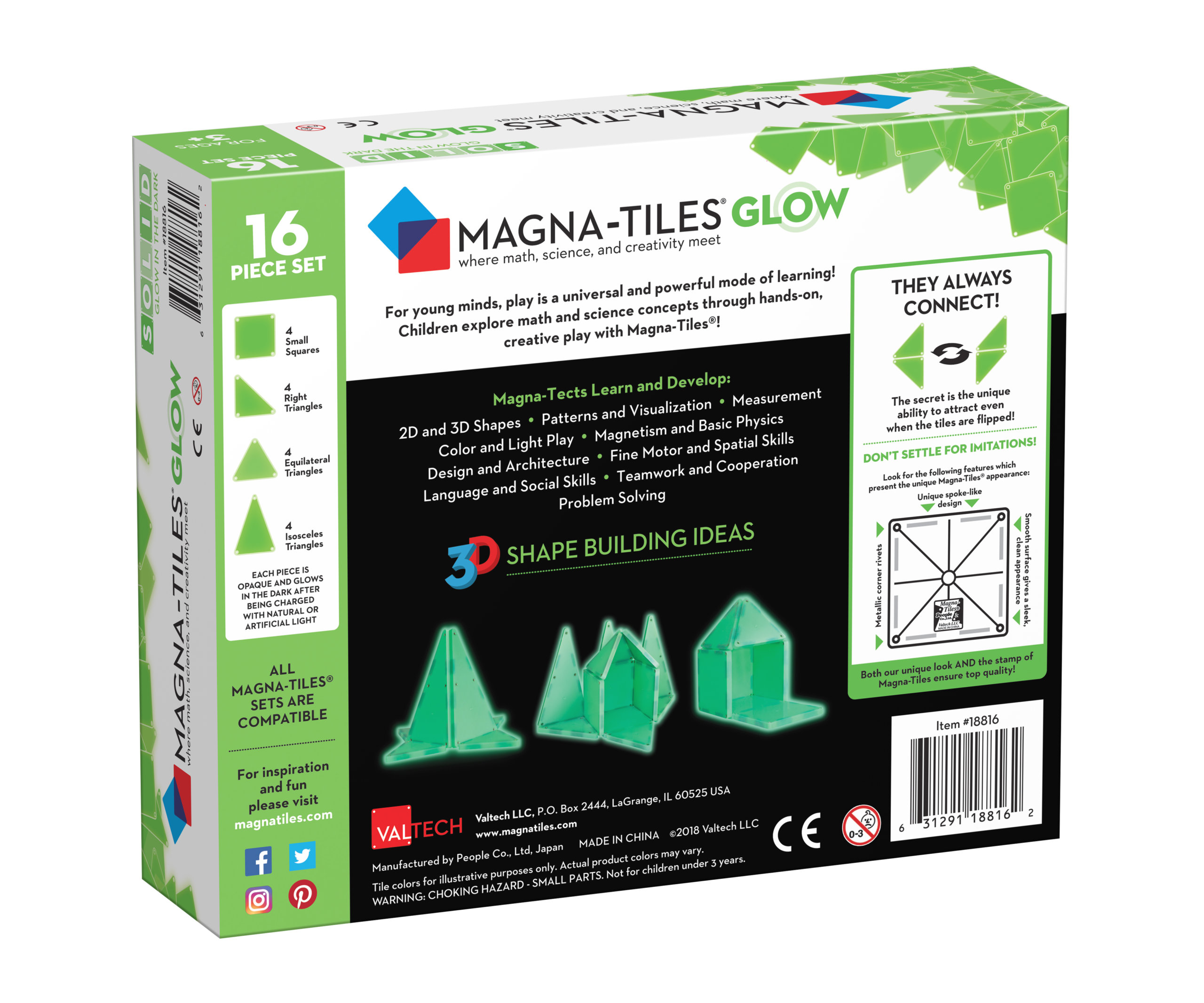 MAGNA-TILES Glow In The Dark 16 stuks