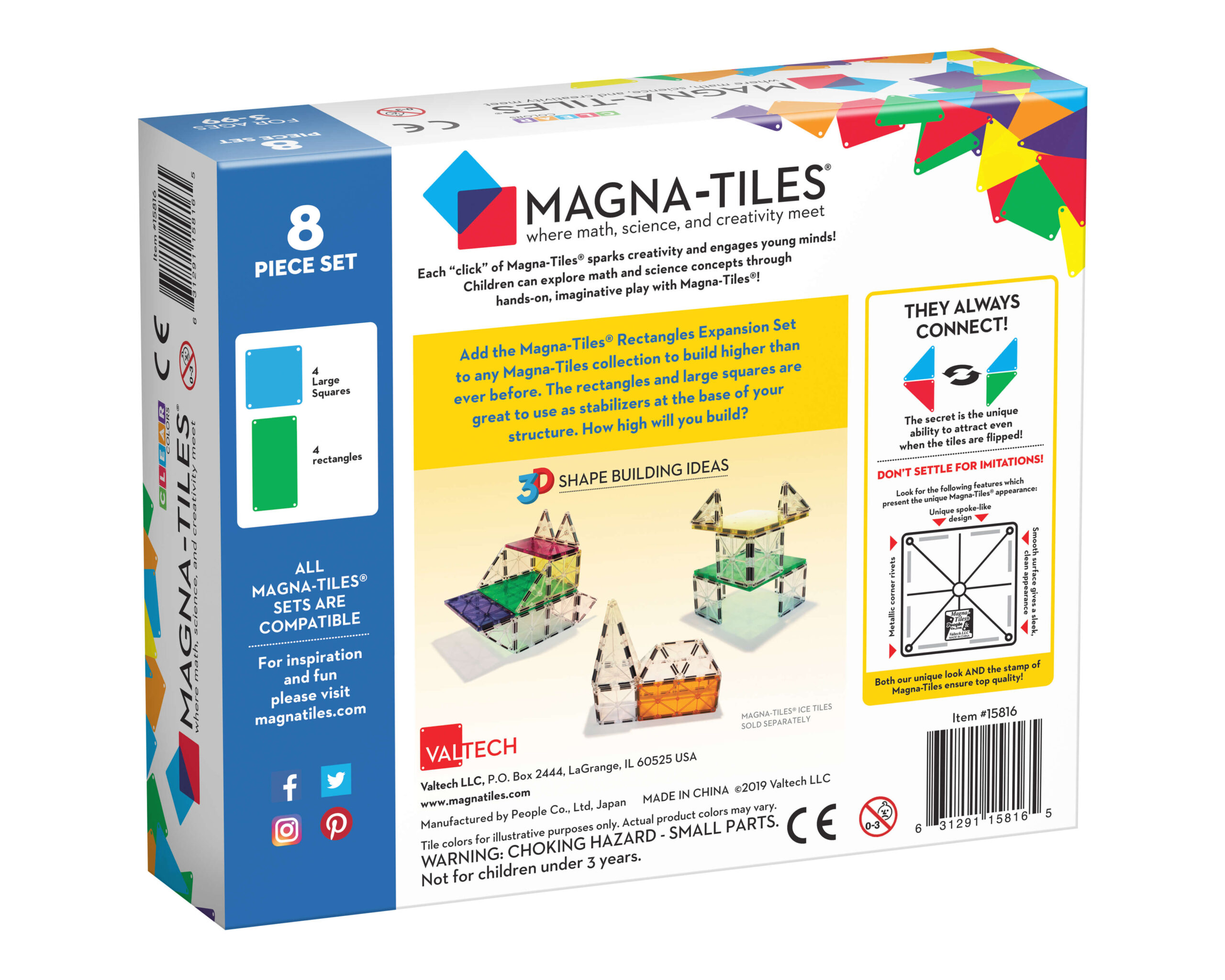 MAGNA-TILES Uitbreidingsset - Rechthoeken - 8 stuks