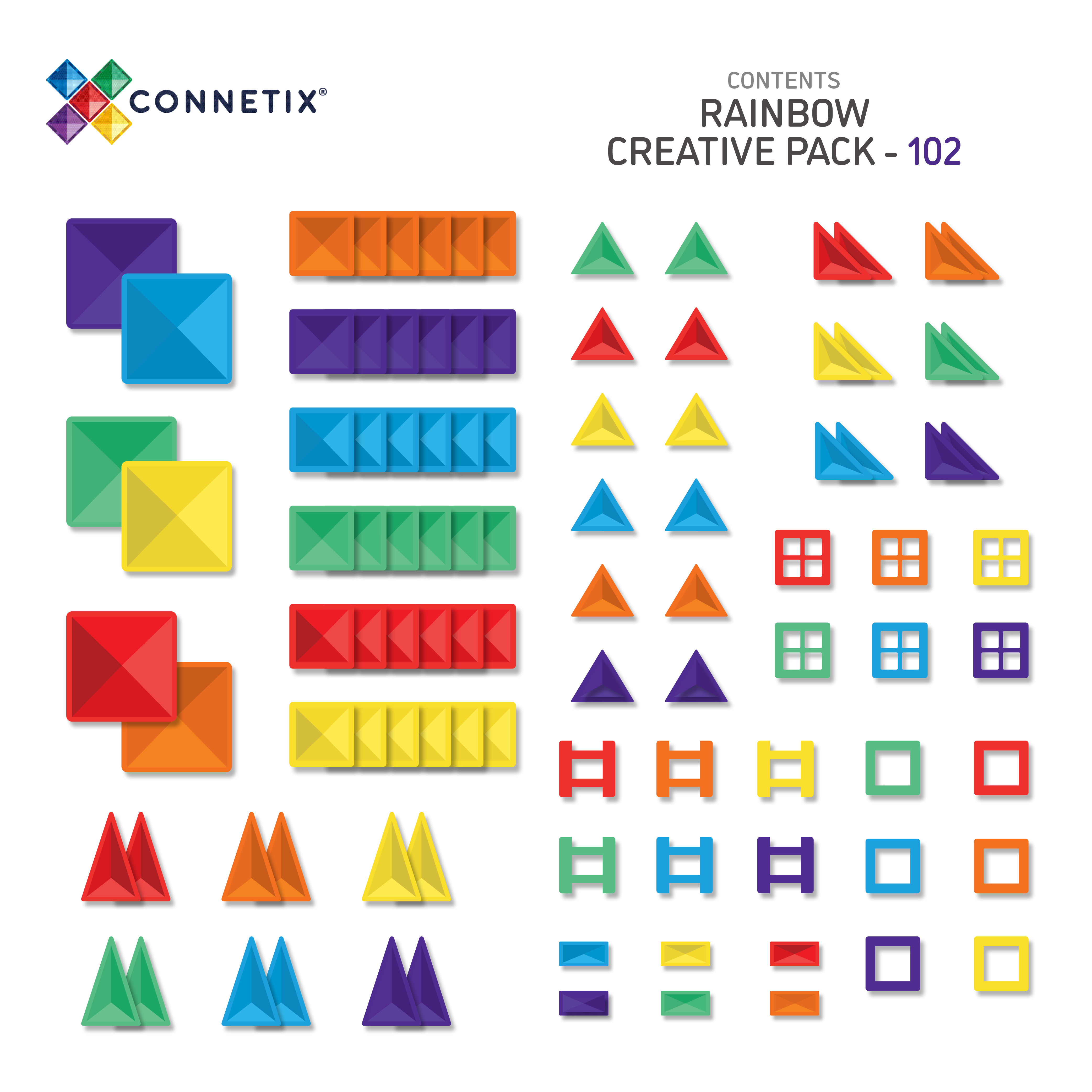Connetix Rainbow Creative Pack - 102 stuks Connetix Rainbow Creative Pack - 102 stuks