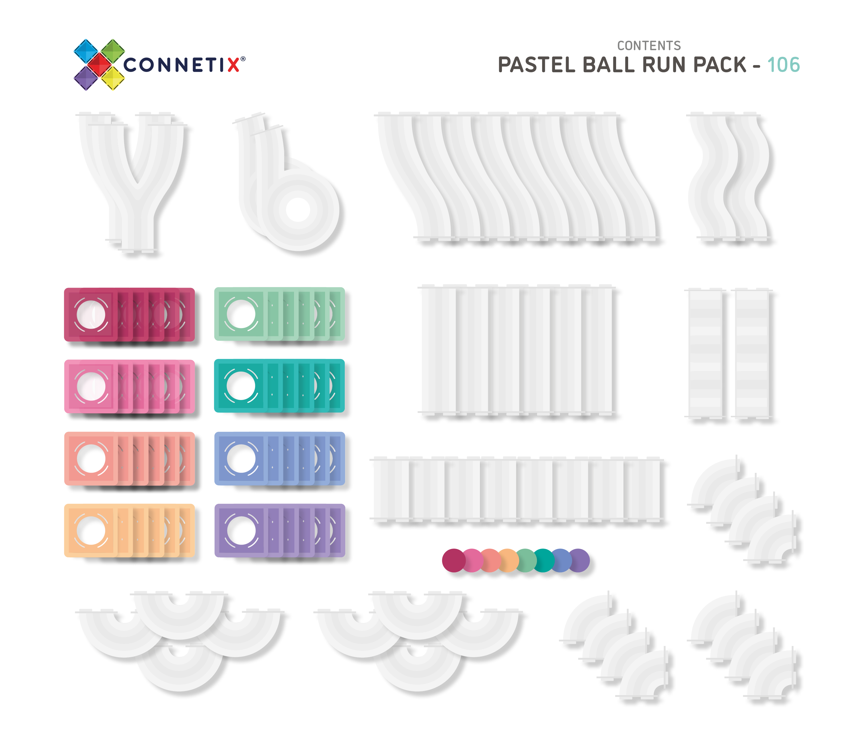 Connetix Ball Run Pack Pastel - 106 stuks