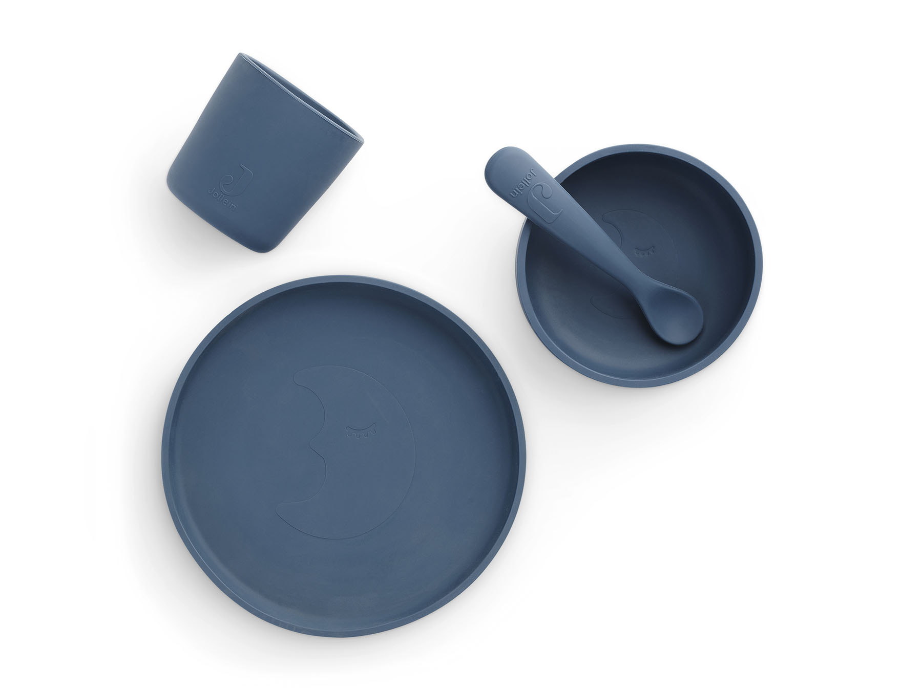 Kinderserviesset Siliconen 4-delig - Jeans blue
