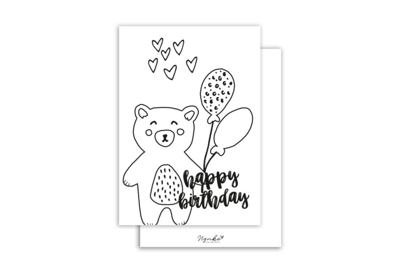 Kaart - Happy birthday inkleurkaart