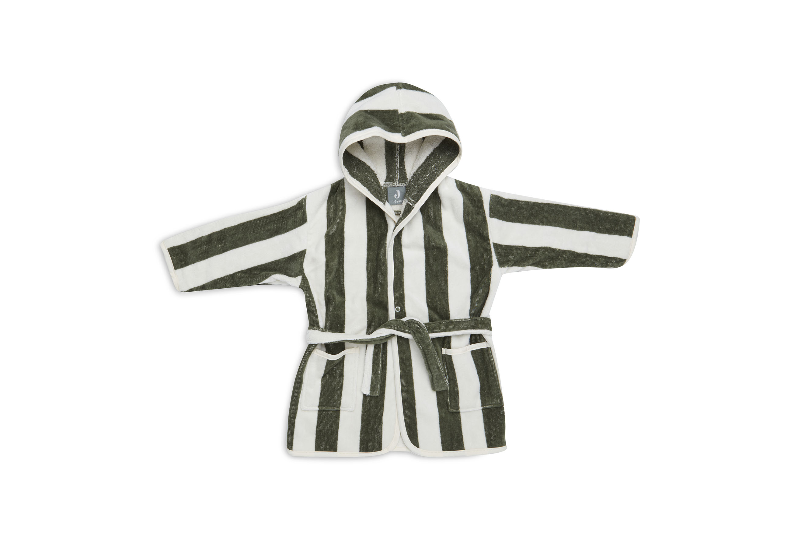 Badjas 1-2 jaar Stripe Terry - Leaf green - GOTS Badjas 1-2 jaar Stripe Terry - Leaf green - GOTS
