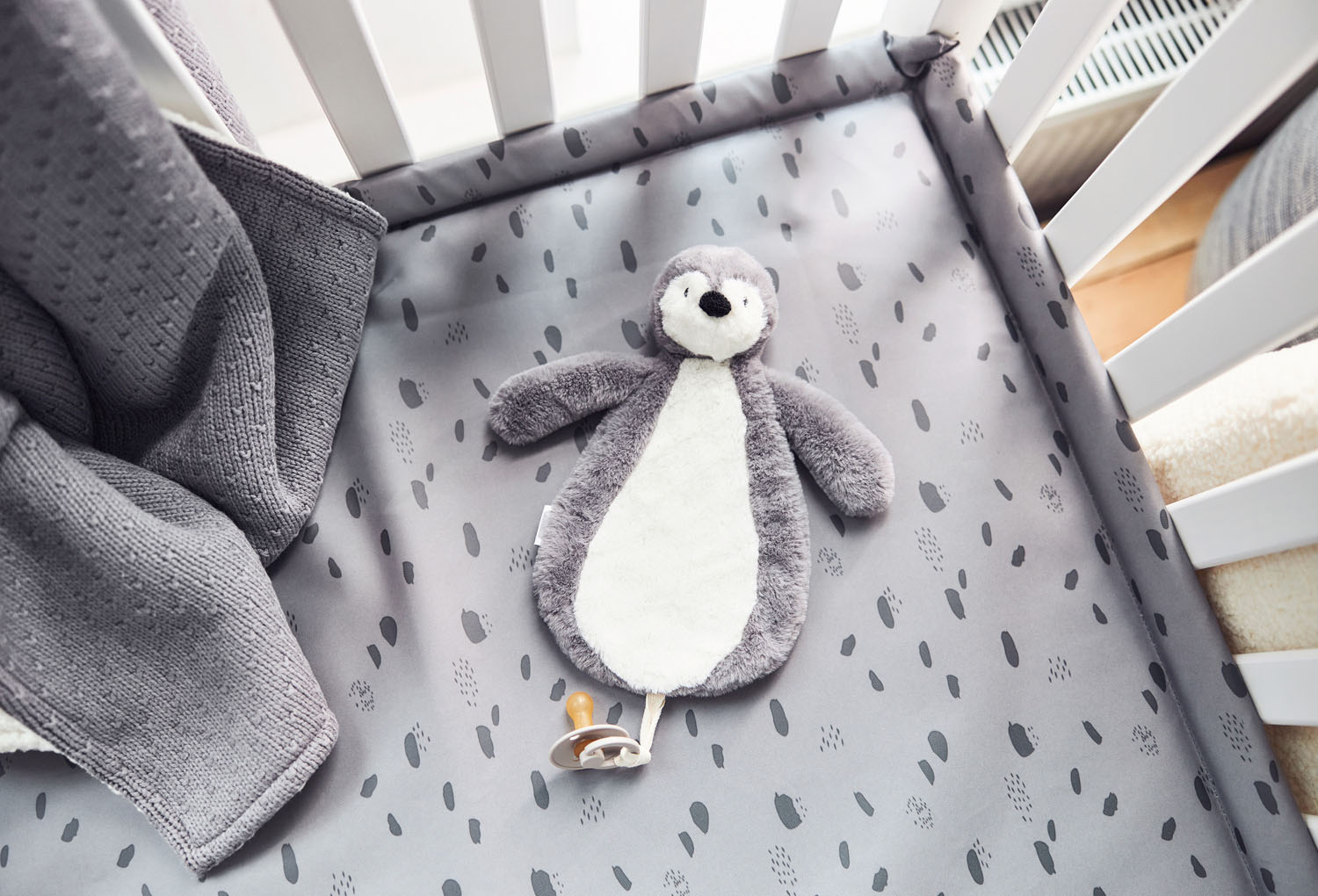 Speendoekje pinguin - Storm grey