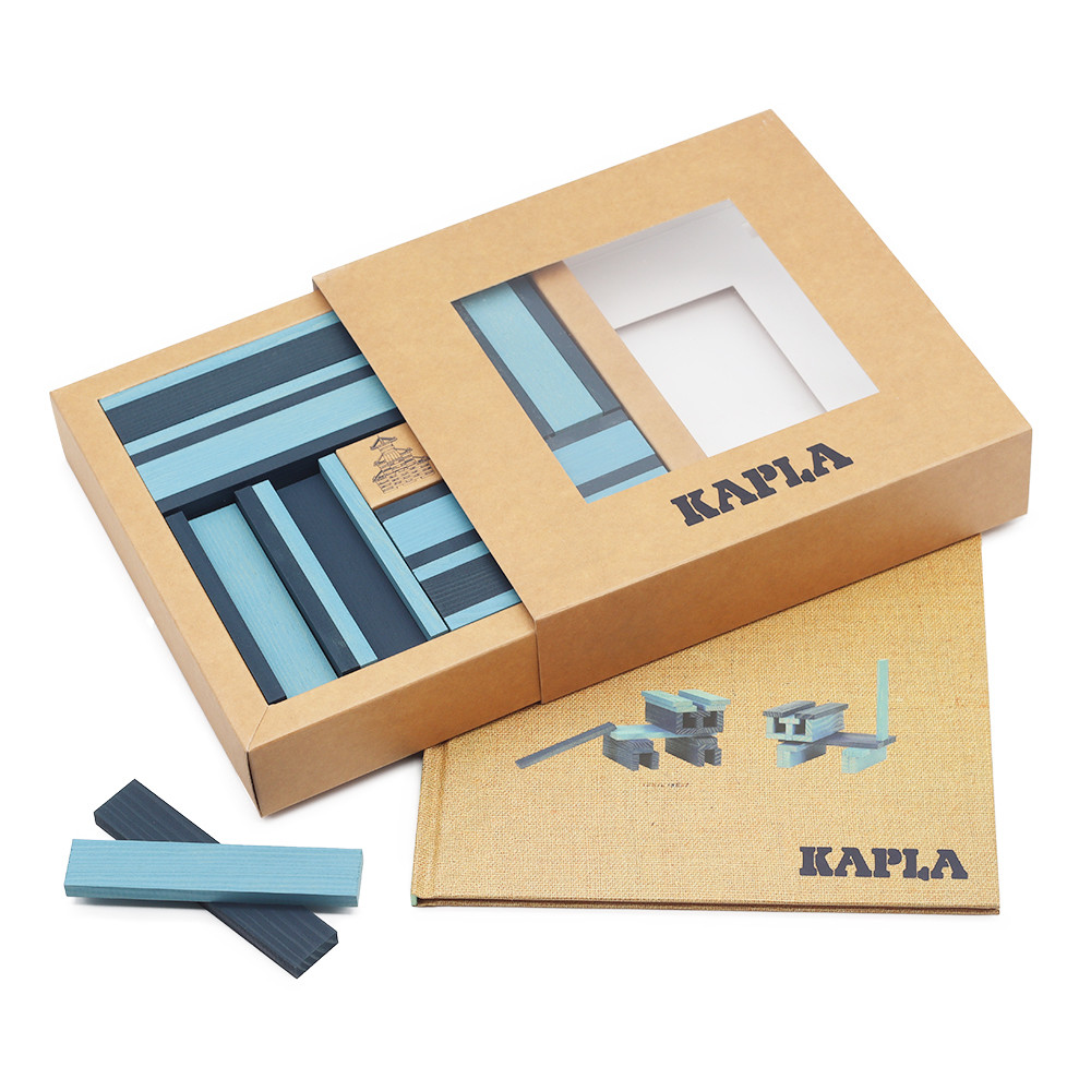 KAPLA 40 - Boek en kleuren plankjes - Donkerblauw / Lichtblauw