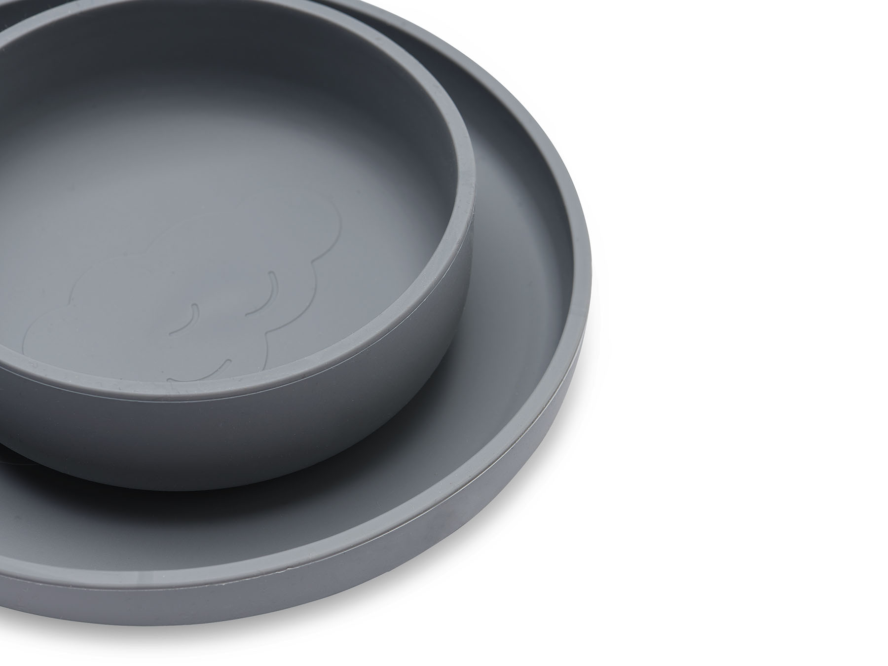 Kinderserviesset Siliconen 4-delig - Storm grey