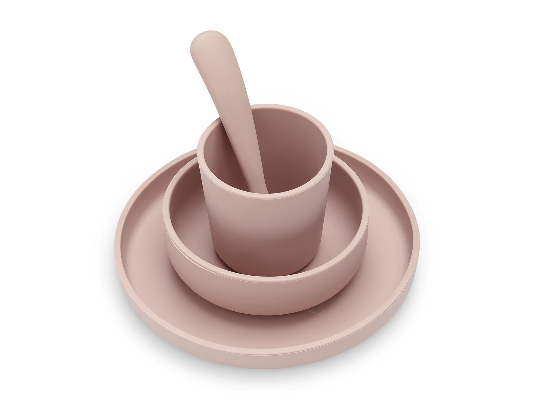 Kinderserviesset Siliconen 4-delig - Pale pink