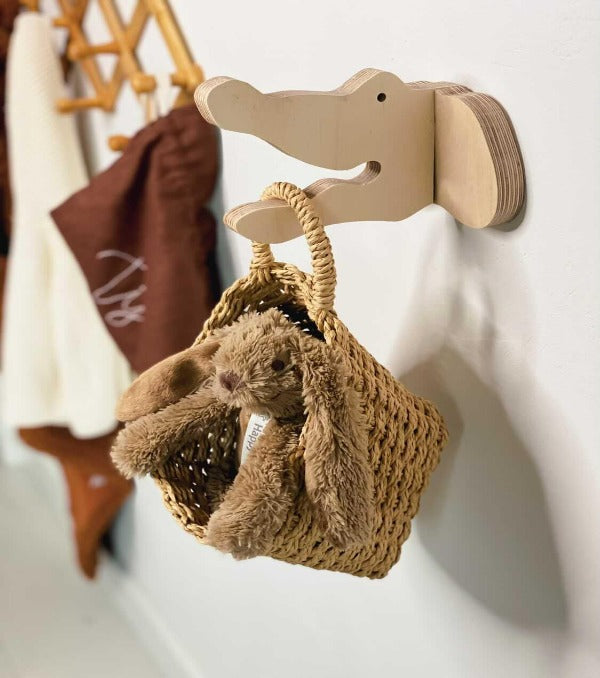 Houten wandhaak - Krokodil Kees