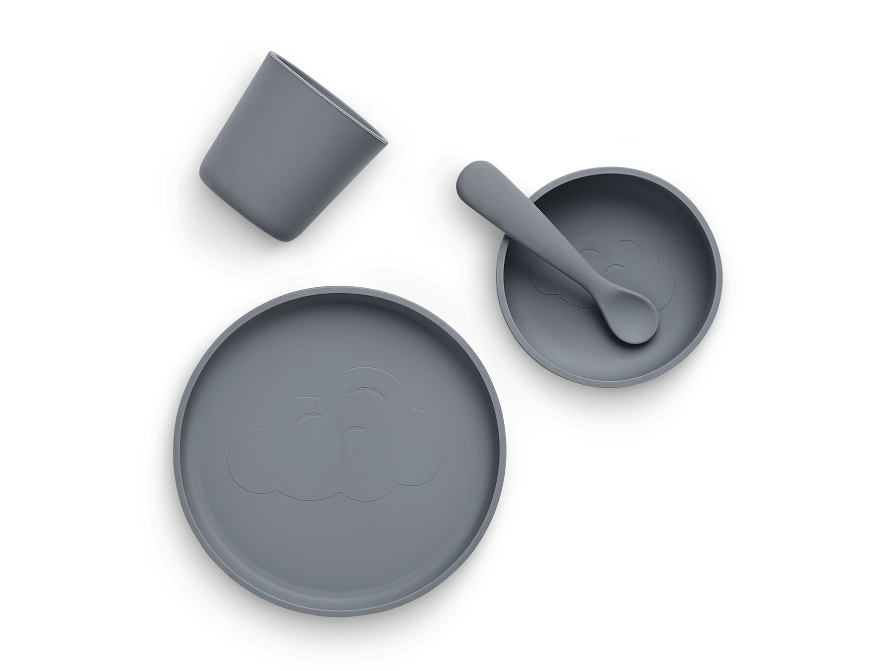 Kinderserviesset Siliconen 4-delig - Storm grey