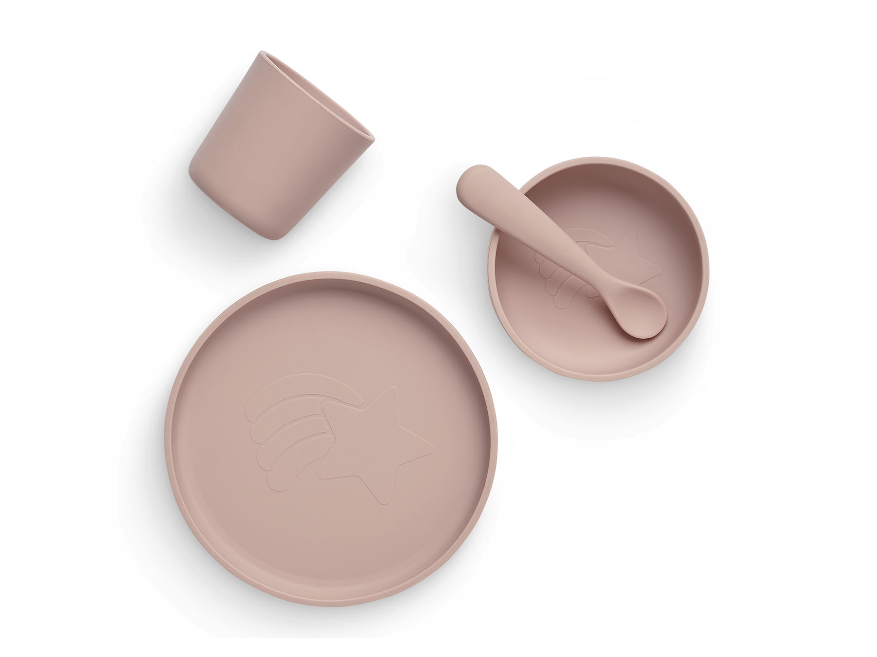 Kinderserviesset Siliconen 4-delig - Pale pink