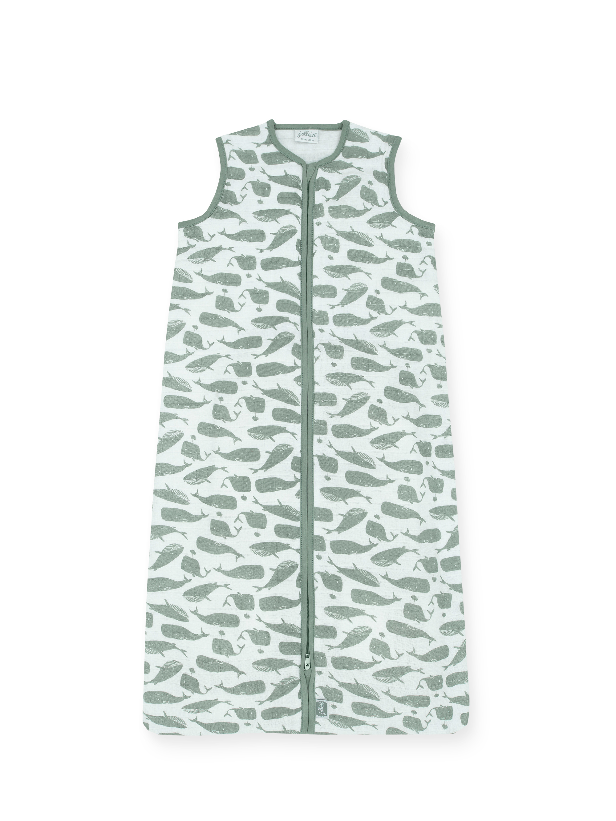 Slaapzak zomer hydrofiel - 110 cm - Whales - Ash green