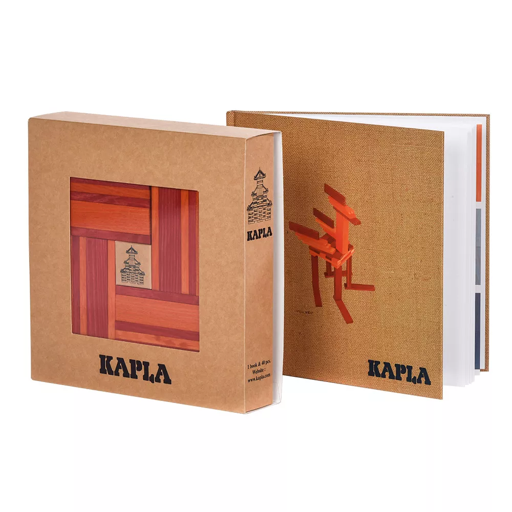 KAPLA 40 - Boek en kleuren plankjes - Oranje / Rood