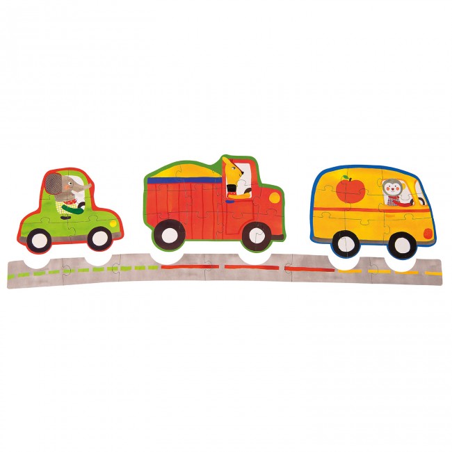 Set van 4 puzzels autos - Les Popipop