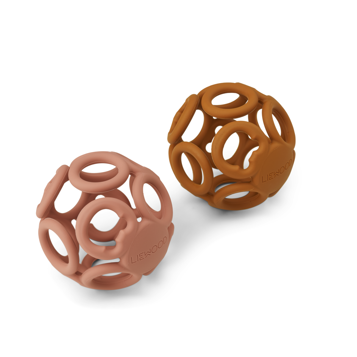 LIEWOOD Bijtspeelgoed bal Jasmin - 2 pack - Dark rose / Mustard