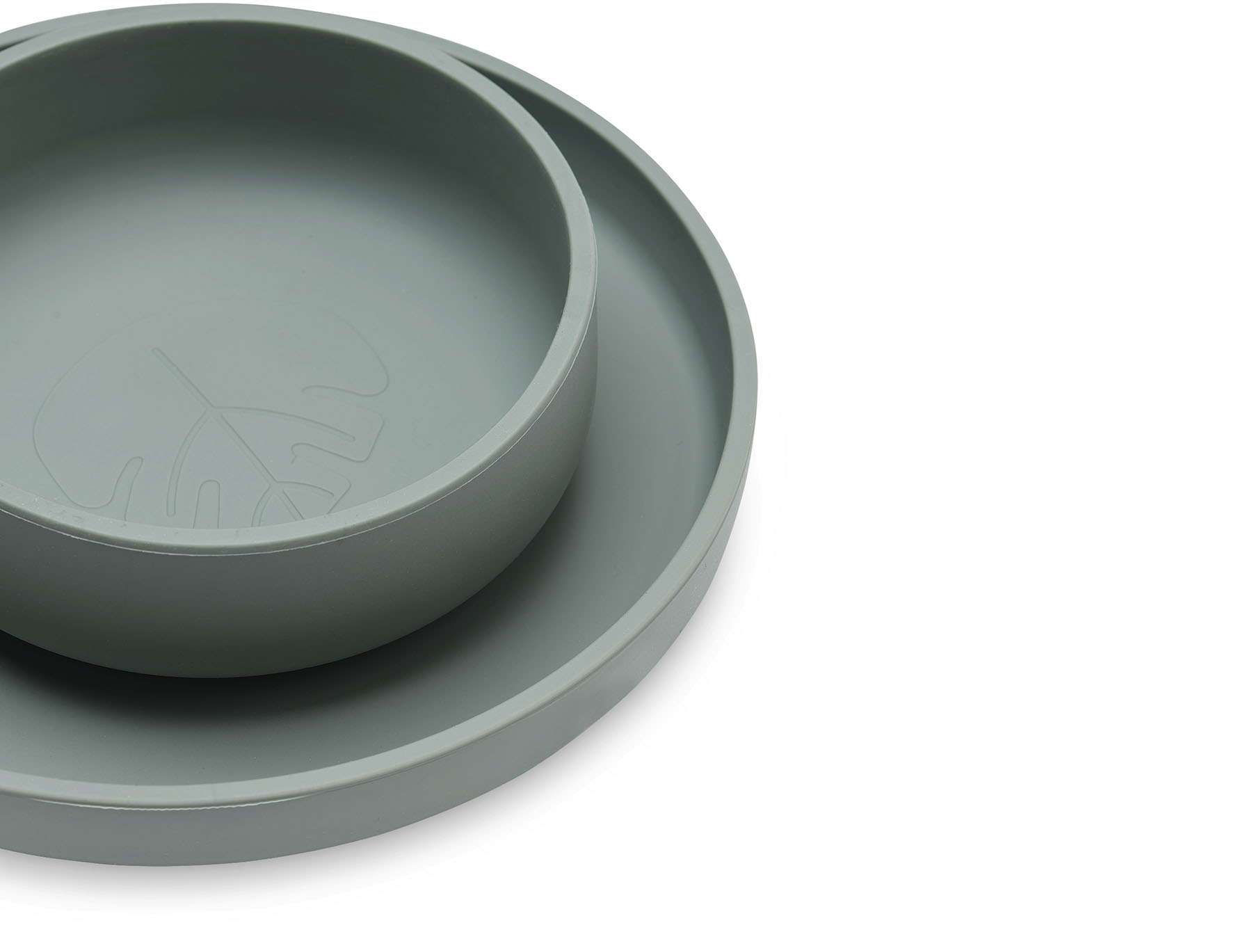Kinderserviesset Siliconen 4-delig - Ash green